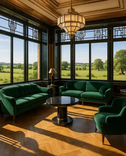 art deco salon — sunroom (rural)