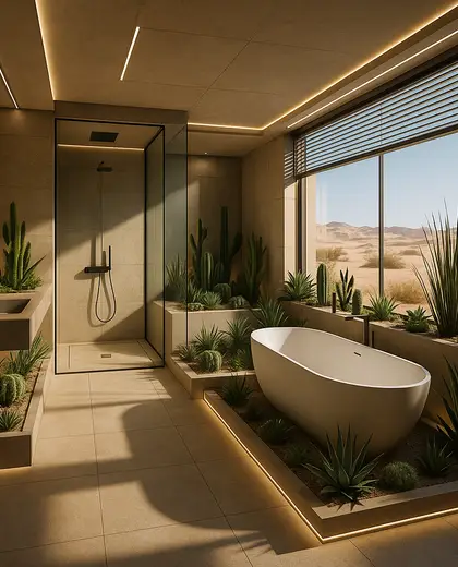 futuristic indoor garden — bathroom (desert)