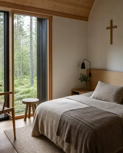 scandinavian church — guest room (forest)