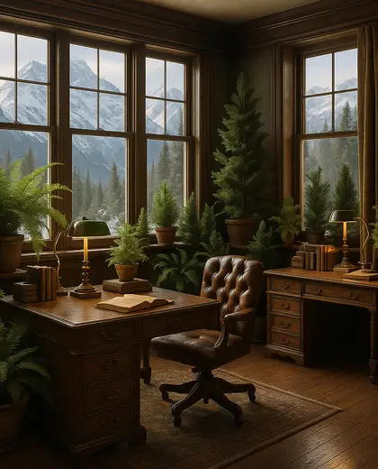 vintage indoor garden — home office (alpine)