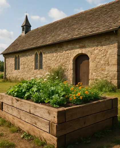 rustic church — raised garden bed (rural)