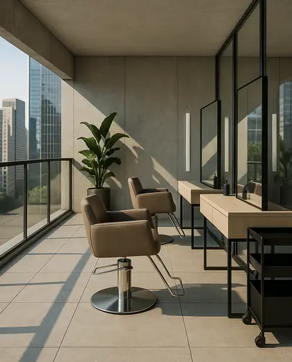 modern salon — balcony (urban)