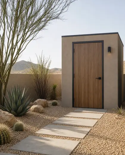 minimalist yard — storage room (desert)