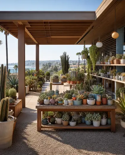 mid-century modern rooftop garden — nursery (coastal)