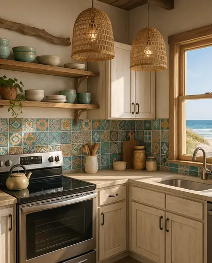 eclectic condo — small kitchen (beach)