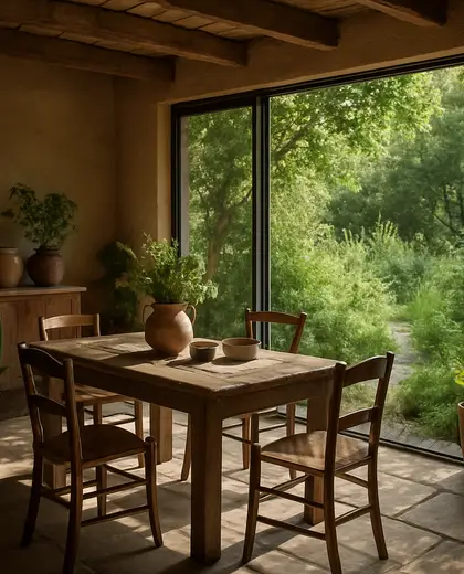sustainable backyard — informal dining room (rural)