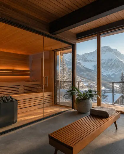 mid-century modern house — sauna (alpine)