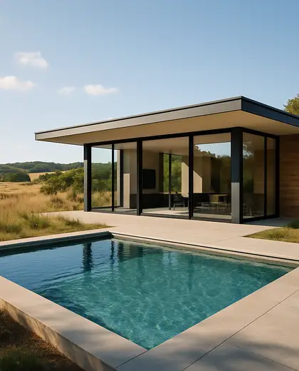 modern house — pool (rural)