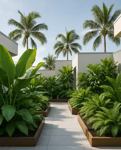minimalist rooftop garden — edging (tropical)