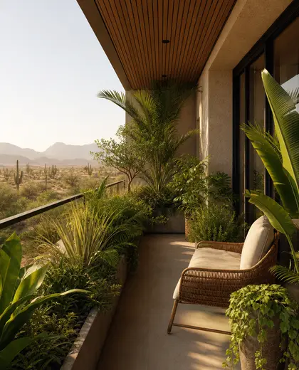 tropical building — balcony garden (desert)