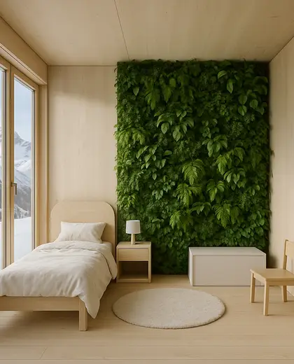 minimalist vertical garden — childrens bedroom (alpine)