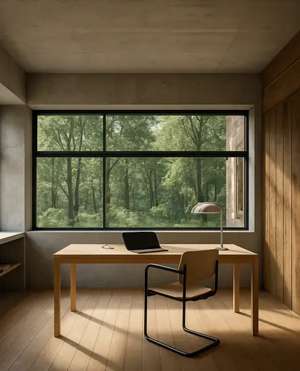 bauhaus farmhouse — home office (forest)