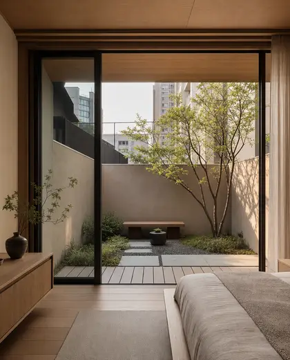 japandi yard — master bedroom (urban)