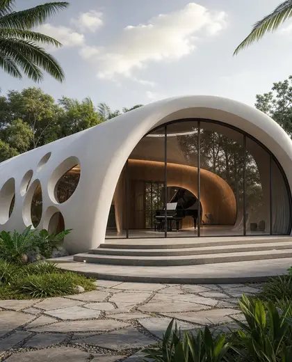 futuristic facade — music room (tropical)