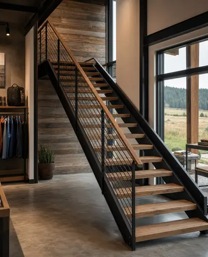 contemporary store — staircase (rural)