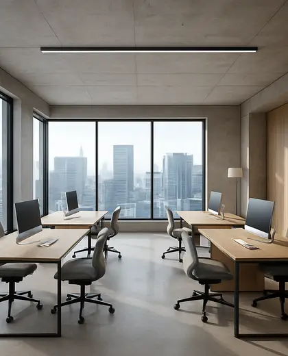 minimalist office space — open office (urban)