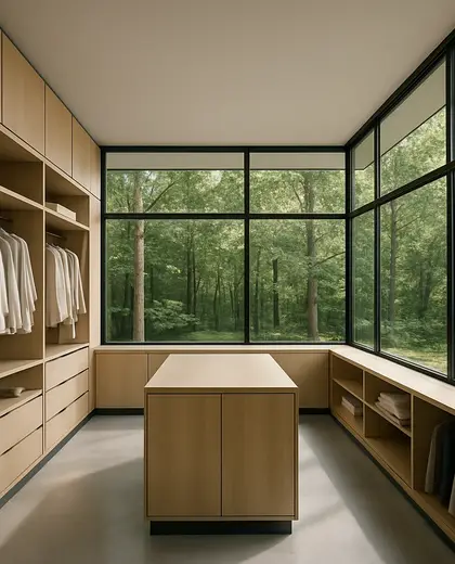 bauhaus farmhouse — walk in closet (forest)