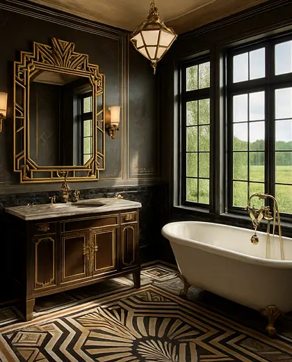 art deco home — bathroom (rural)