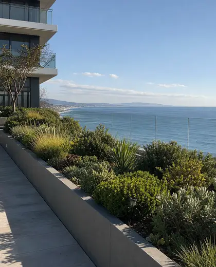 contemporary apartment — raised garden bed (ocean)