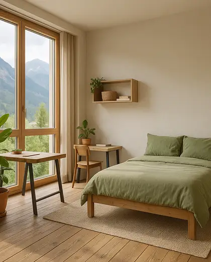 sustainable apartment — youth bedroom (mountain)