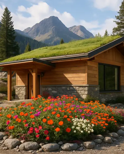 sustainable house — flower bed (alpine)