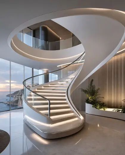futuristic condo — staircase (coastal)