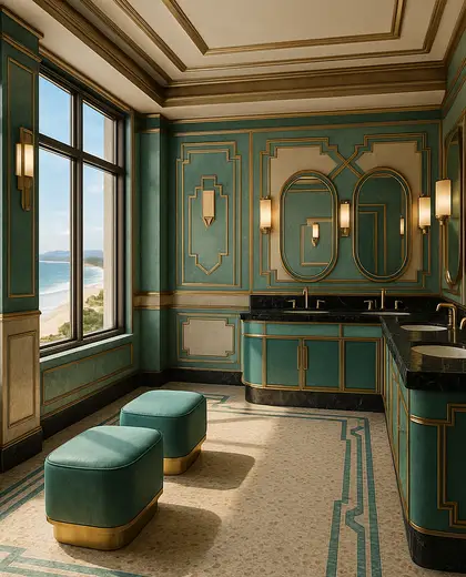 art deco office space — rest room (coastal)