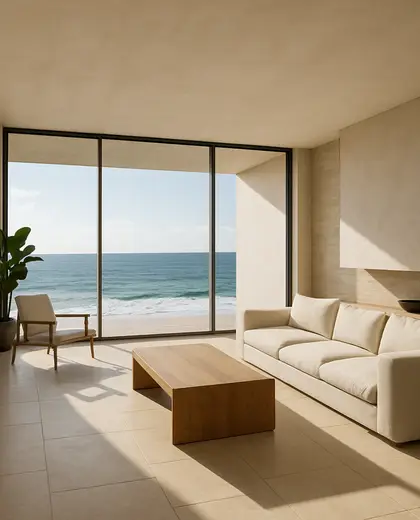 minimalist house — living room (beach)