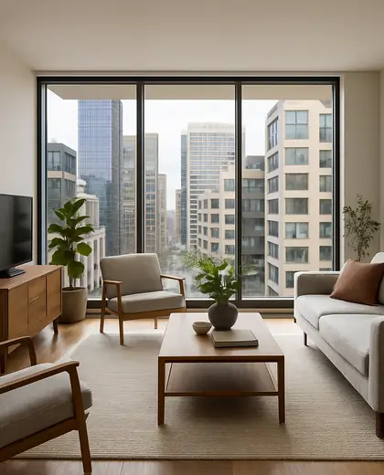 contemporary apartment — living room (urban)