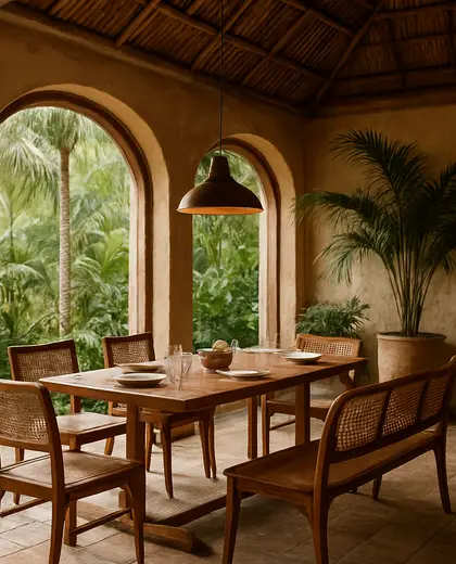 vintage public space — dining room (tropical)