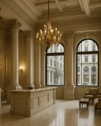 neoclassical office space — reception (urban)