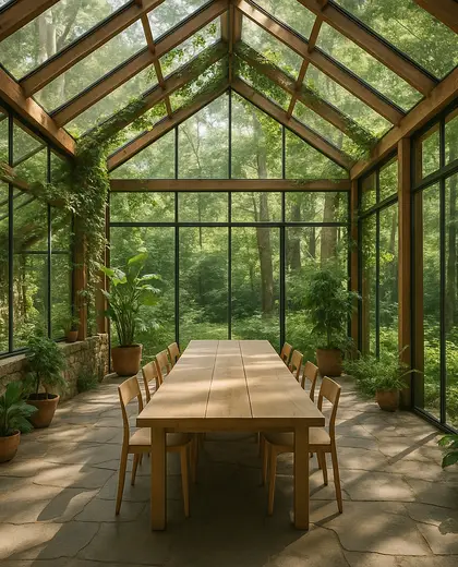 sustainable greenhouse — dining room (forest)