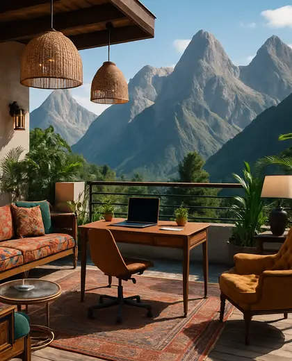 eclectic office space — terrace (mountain)