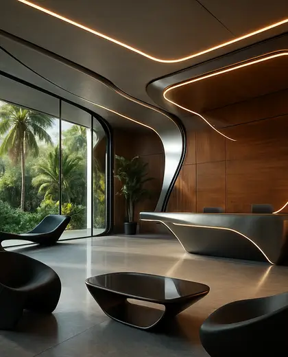futuristic home — reception (tropical)
