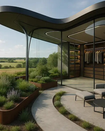 futuristic rooftop garden — dressing room (rural)