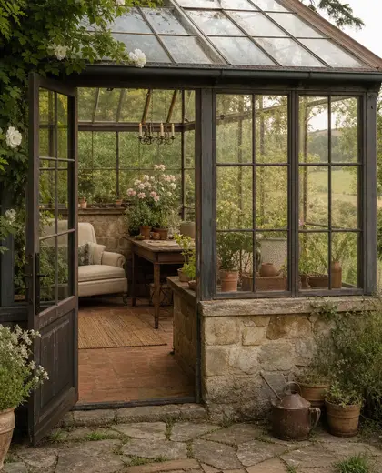 vintage greenhouse — sunroom (rural)