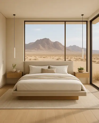 modern condo — master bedroom (desert)