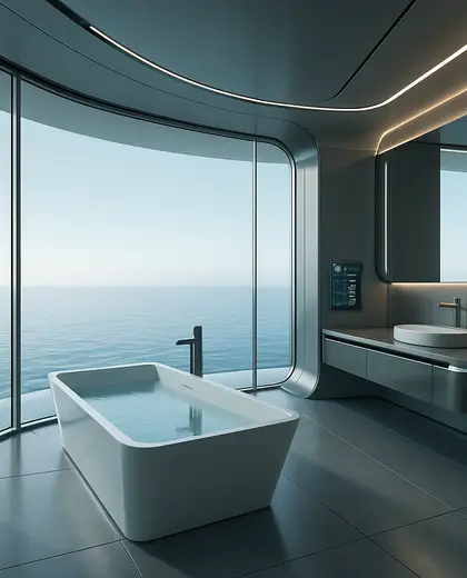 futuristic home — bathroom (ocean)
