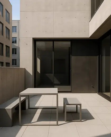 minimalist building — patio (urban)