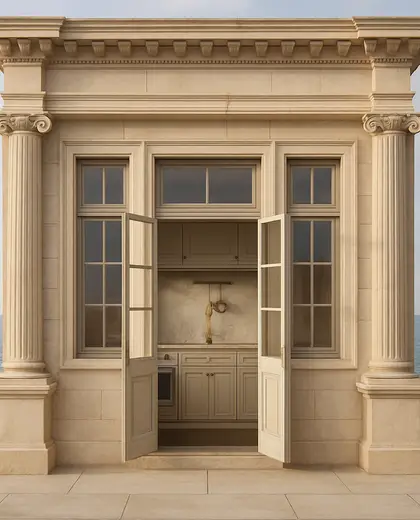 neoclassical facade — small kitchen (ocean)