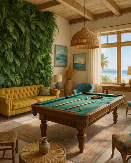eclectic vertical garden — game room (coastal)