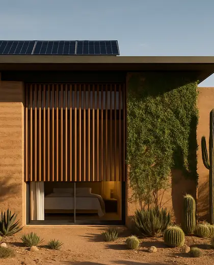 sustainable facade — bedroom (desert)