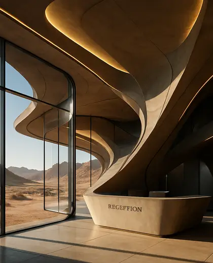 futuristic hotel — reception (desert)
