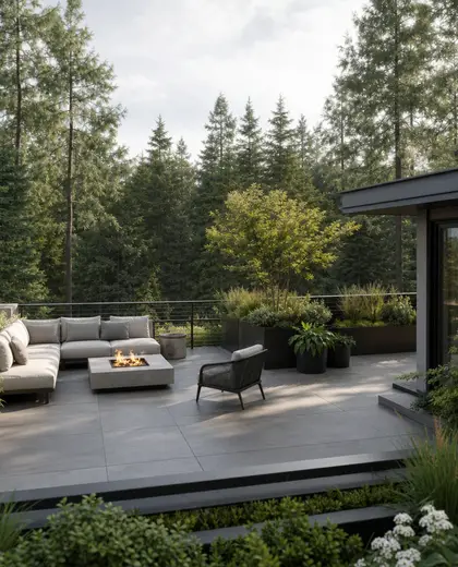 contemporary rooftop garden — patio (forest)