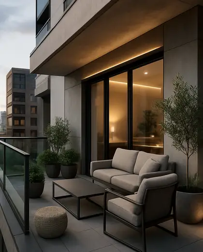 contemporary apartment — balcony (urban)