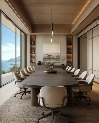 japandi penthouse — conference hall (coastal)
