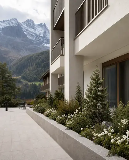 minimalist hotel — flower bed (alpine)