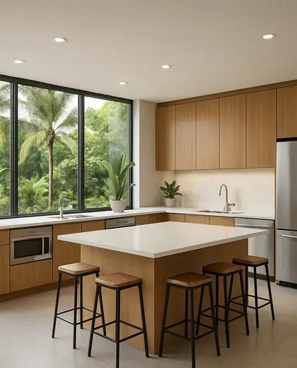 contemporary office space — kitchen (tropical)