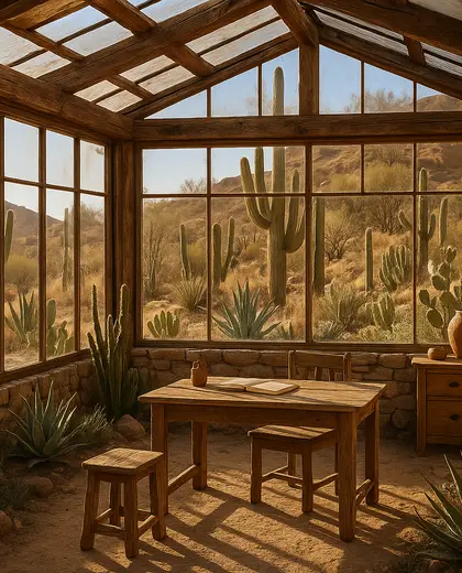 rustic greenhouse — home office (desert)