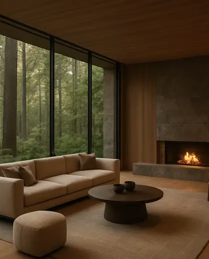 modern salon — family room (forest)